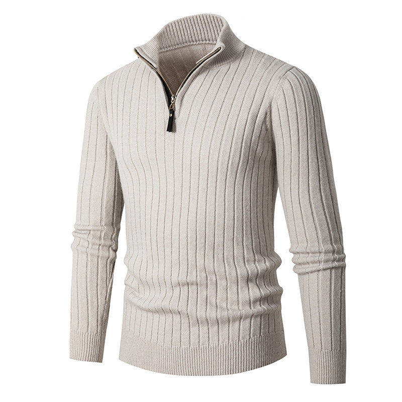 Men's Long-sleeved Half-turtleneck Zip Sweater