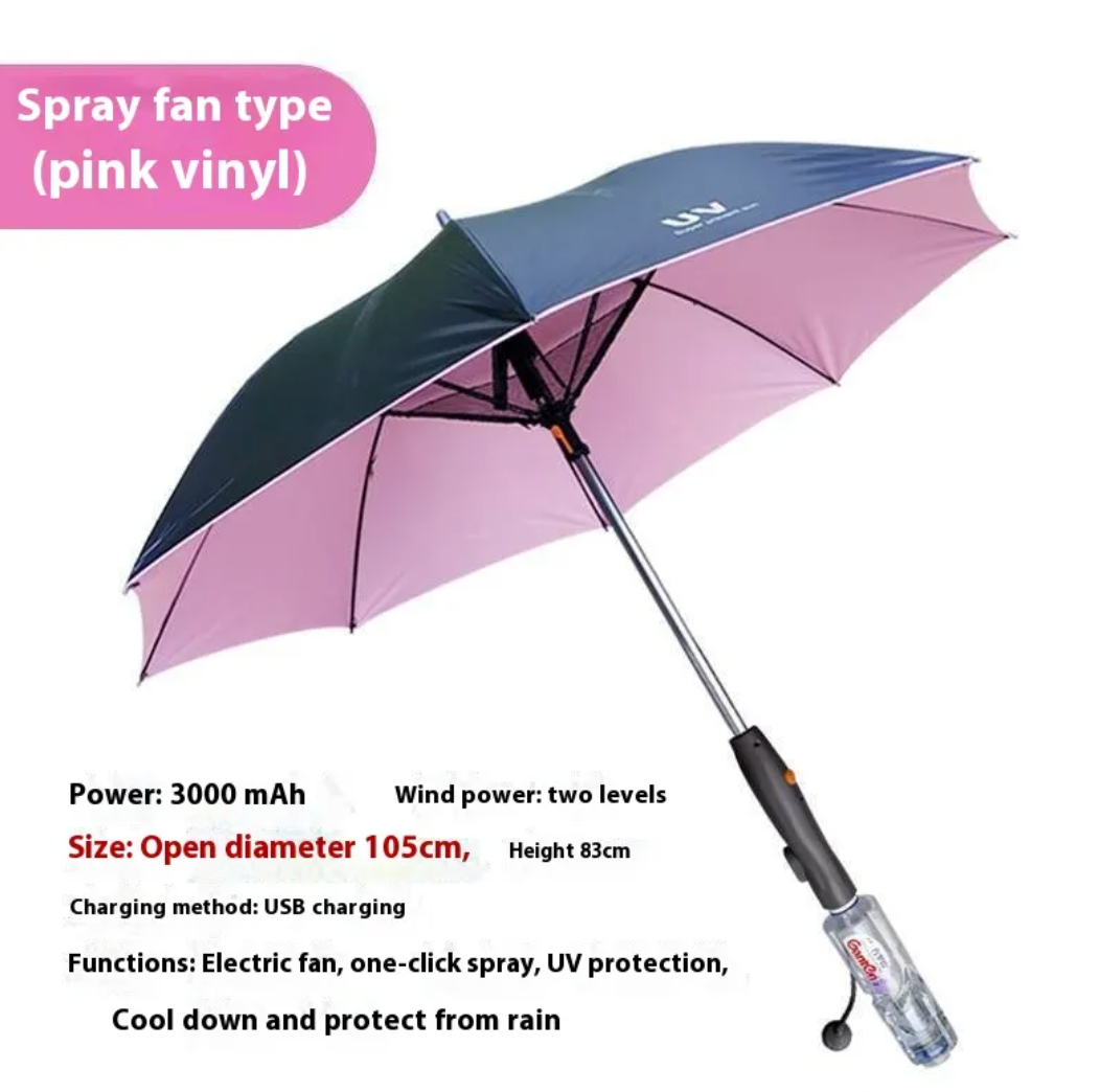 Cooling Mist Umbrella with Fan and Sprayer