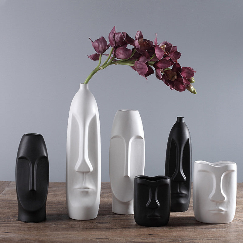 Nordic Ceramic Face Vase for Home Decor and Styling