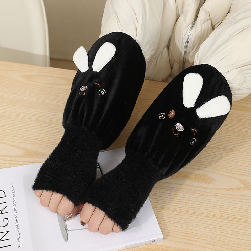 Long Sleeve Insulated Coat with Gloves for Women