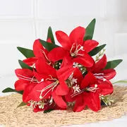Lifelike Artificial Lily Flower Bouquet for Decoration