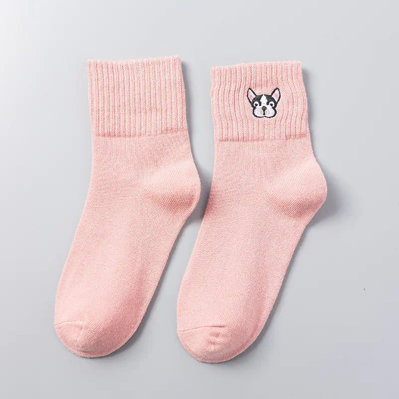 Cartoon Embroidered Tube Socks - Joomcy