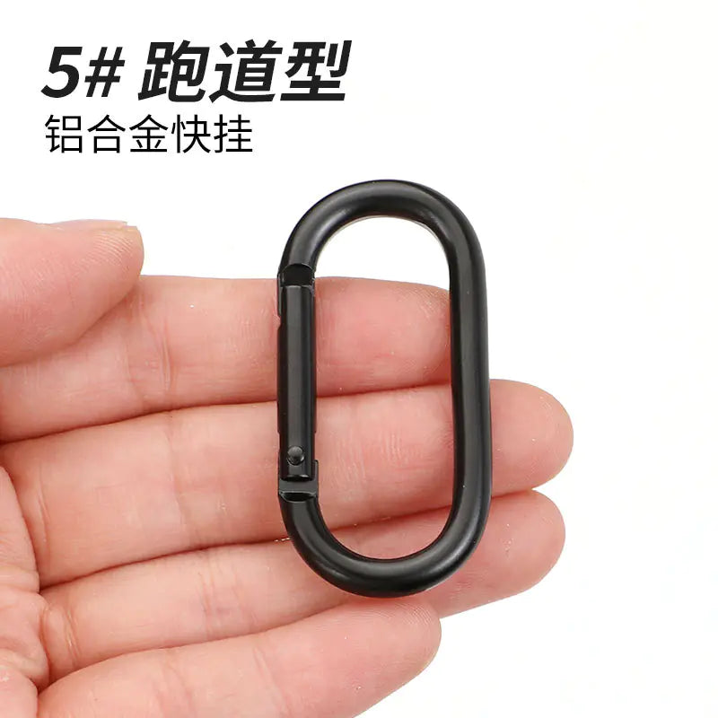 D-Shaped All-Black Aluminum Carabiner Keychain Accessory - Joomcy