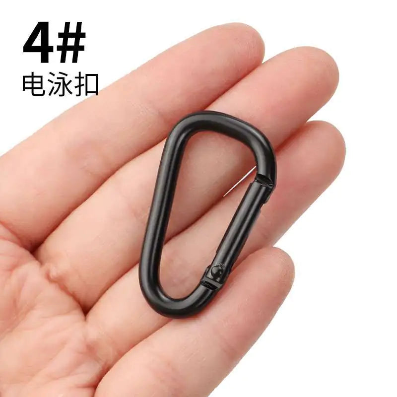 D-Shaped All-Black Aluminum Carabiner Keychain Accessory - Joomcy