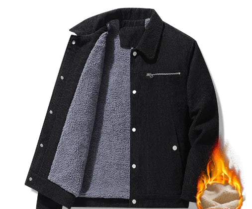 Men's Fleece Corduroy Winter Jacket - Thermal Parka (One)
