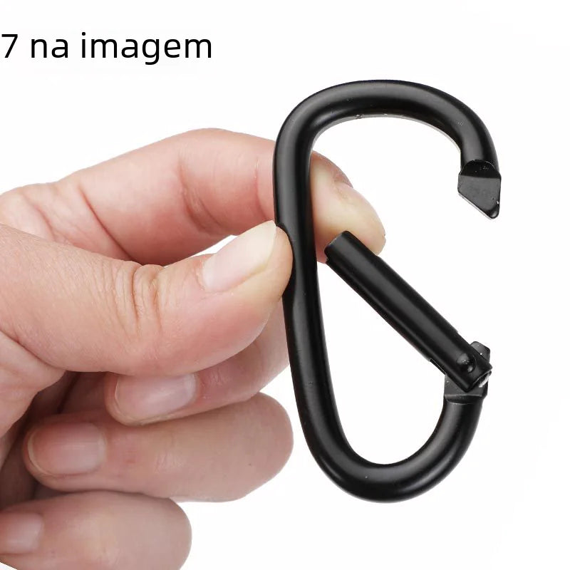 D-Shaped All-Black Aluminum Carabiner Keychain Accessory - Joomcy