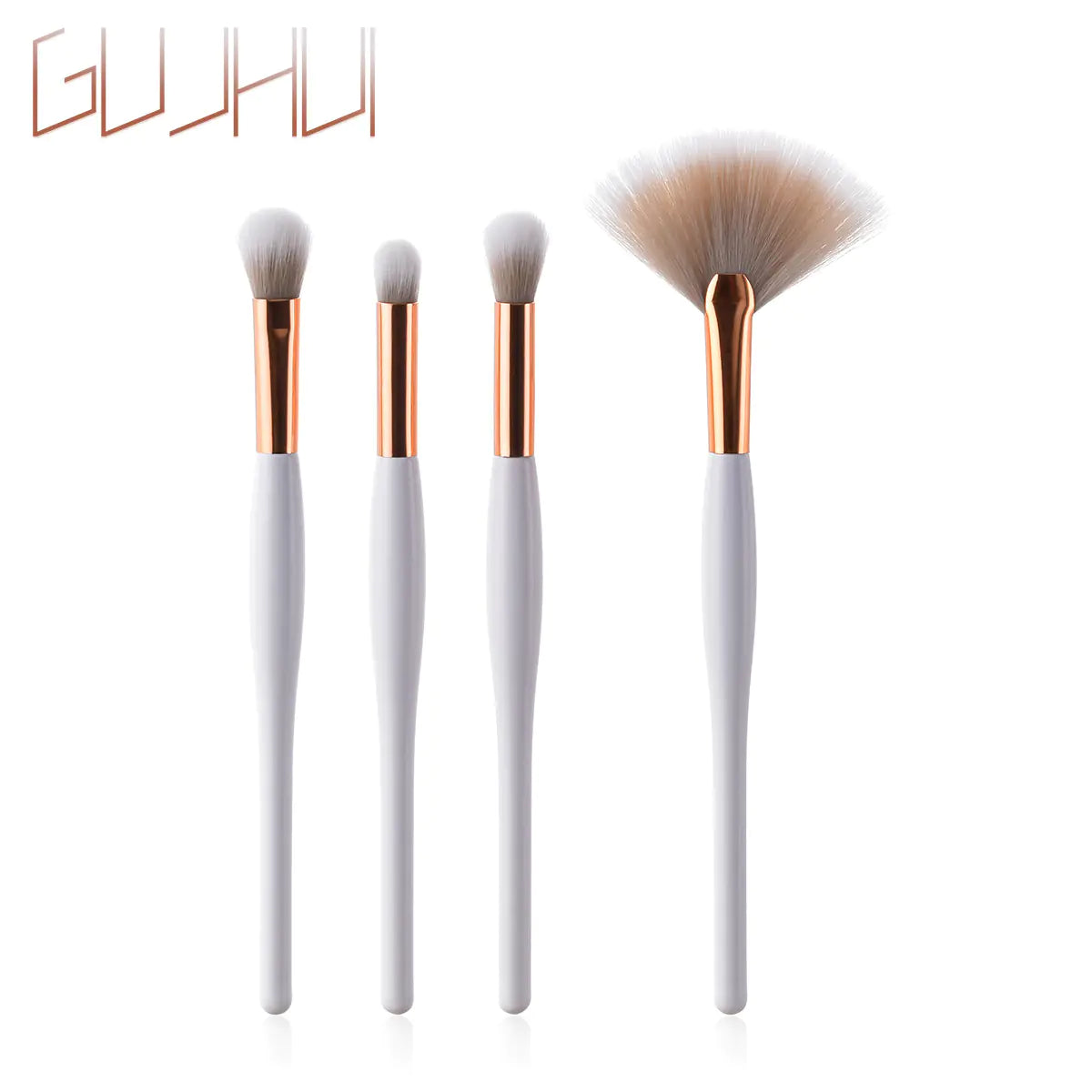 8-Piece Makeup Brush Set with Black Handle and Silver Tubes - Joomcy