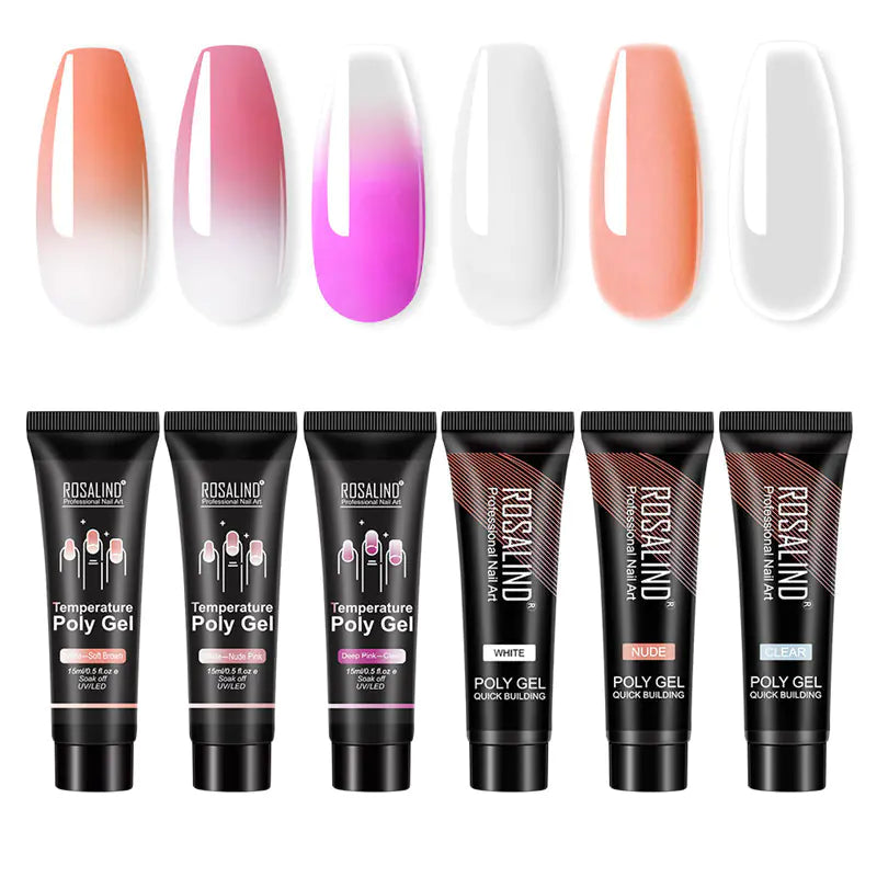 Rosalind 6-Pack Nail Extension Gel Set 15ML Mixed Colors