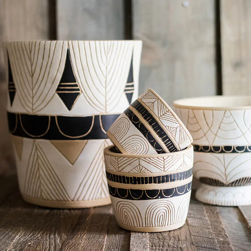 Egyptian Pattern Tall Flower Pot for Garden Decor - Joomcy