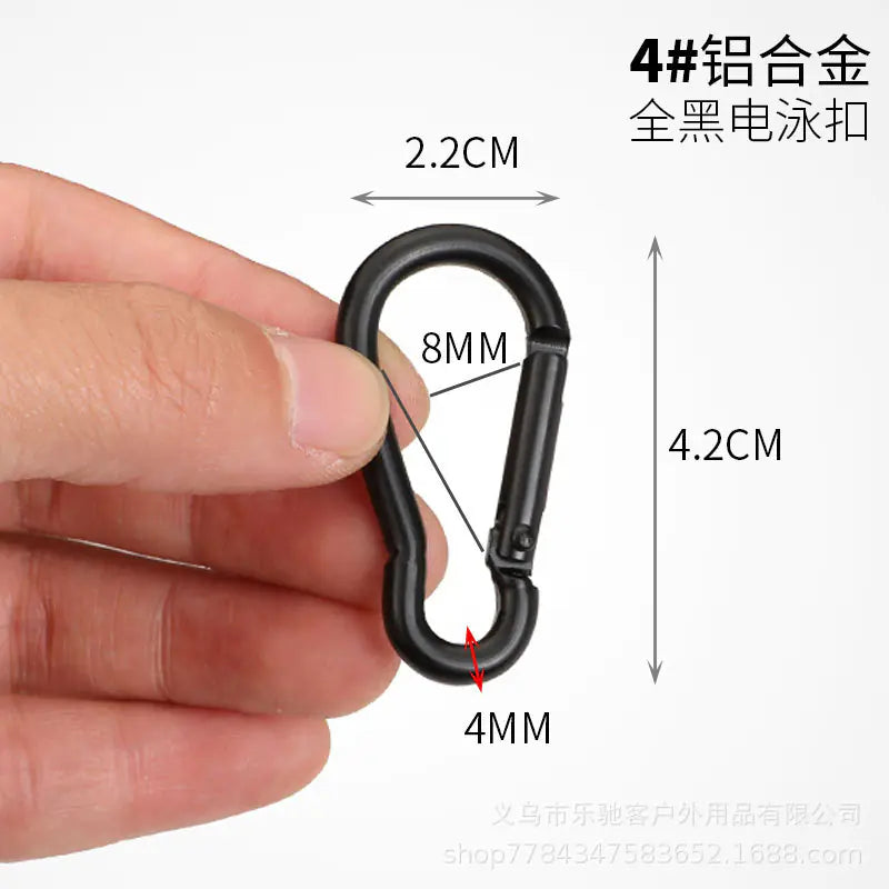 D-Shaped All-Black Aluminum Carabiner Keychain Accessory - Joomcy