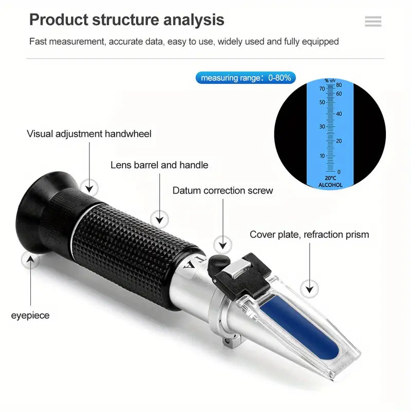 Handheld Alcohol Refractometer for Spirits and Brewing - Joomcy