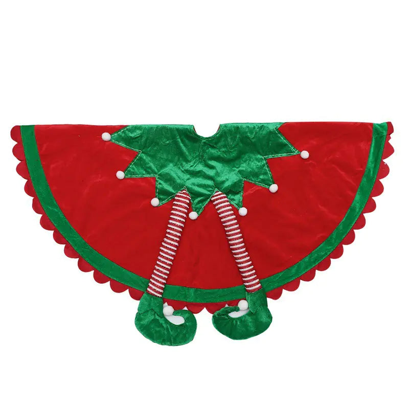 Cute Red Elf Leg Tree Skirt for Christmas Decor - Joomcy