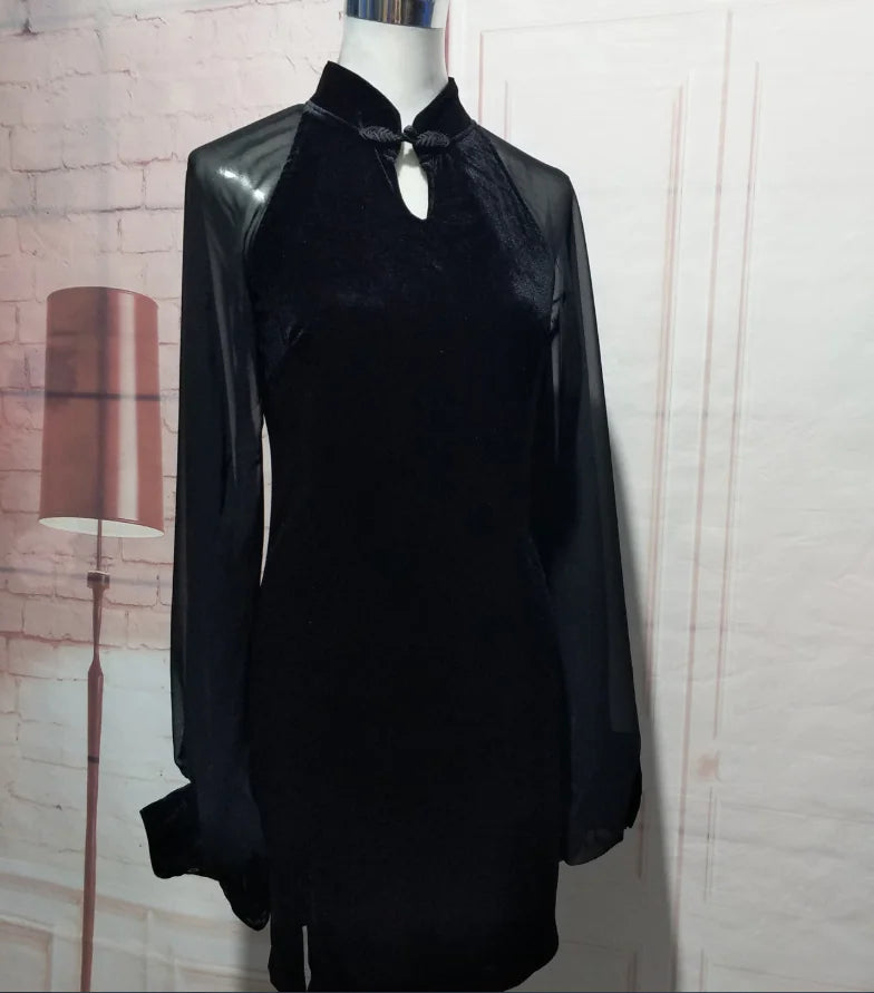Chiffon Bodycon Dress with Qipao Style - Joomcy