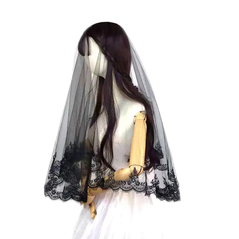 Vintage Black Bridal Veil Headpiece for Weddings - Joomcy