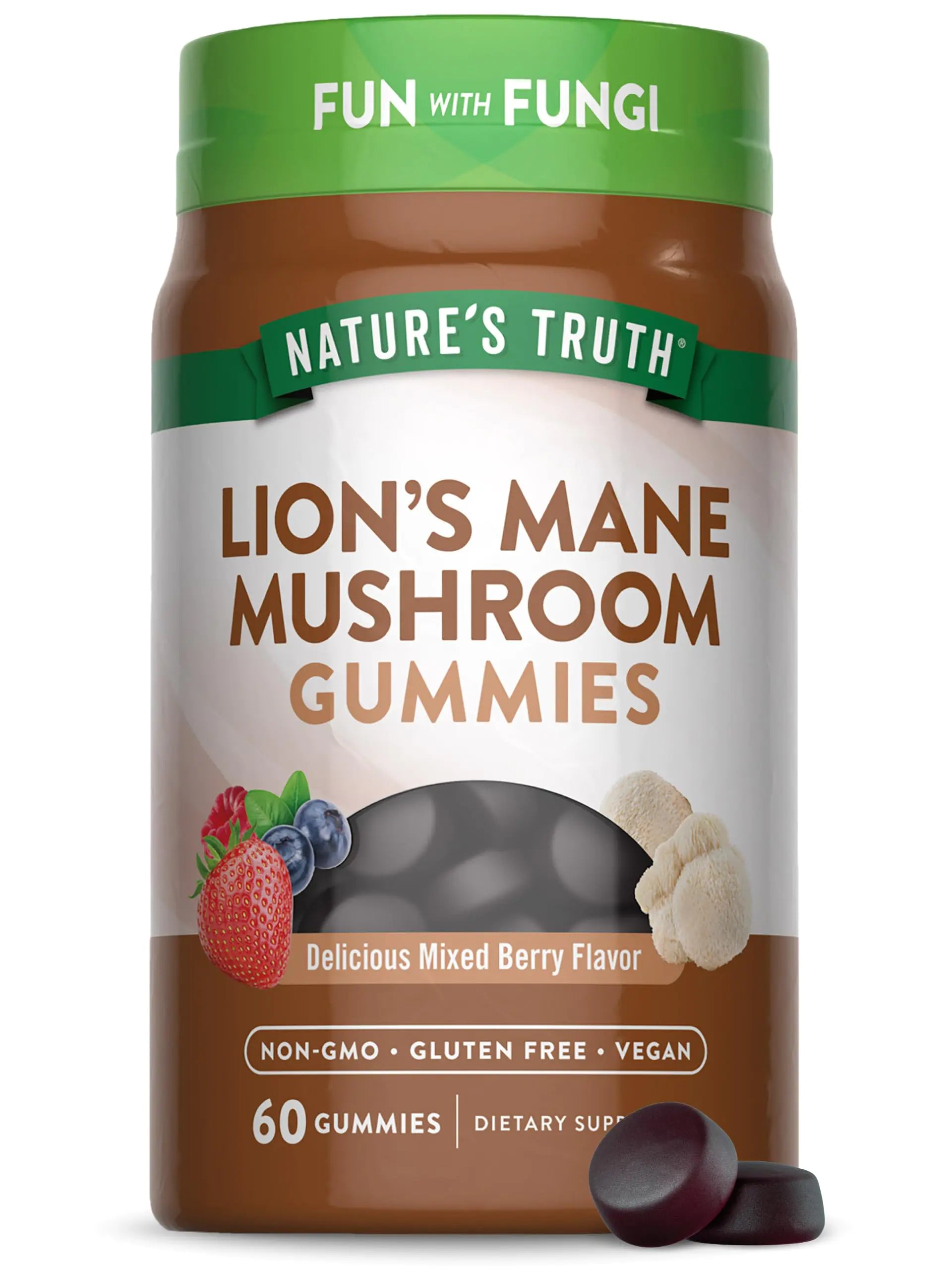 Natures Truth Lions Mane Gummies for Adults | 60 Count | Mixed Berry Flavor | Vegan Non-GMO & Gluten Free Supplement