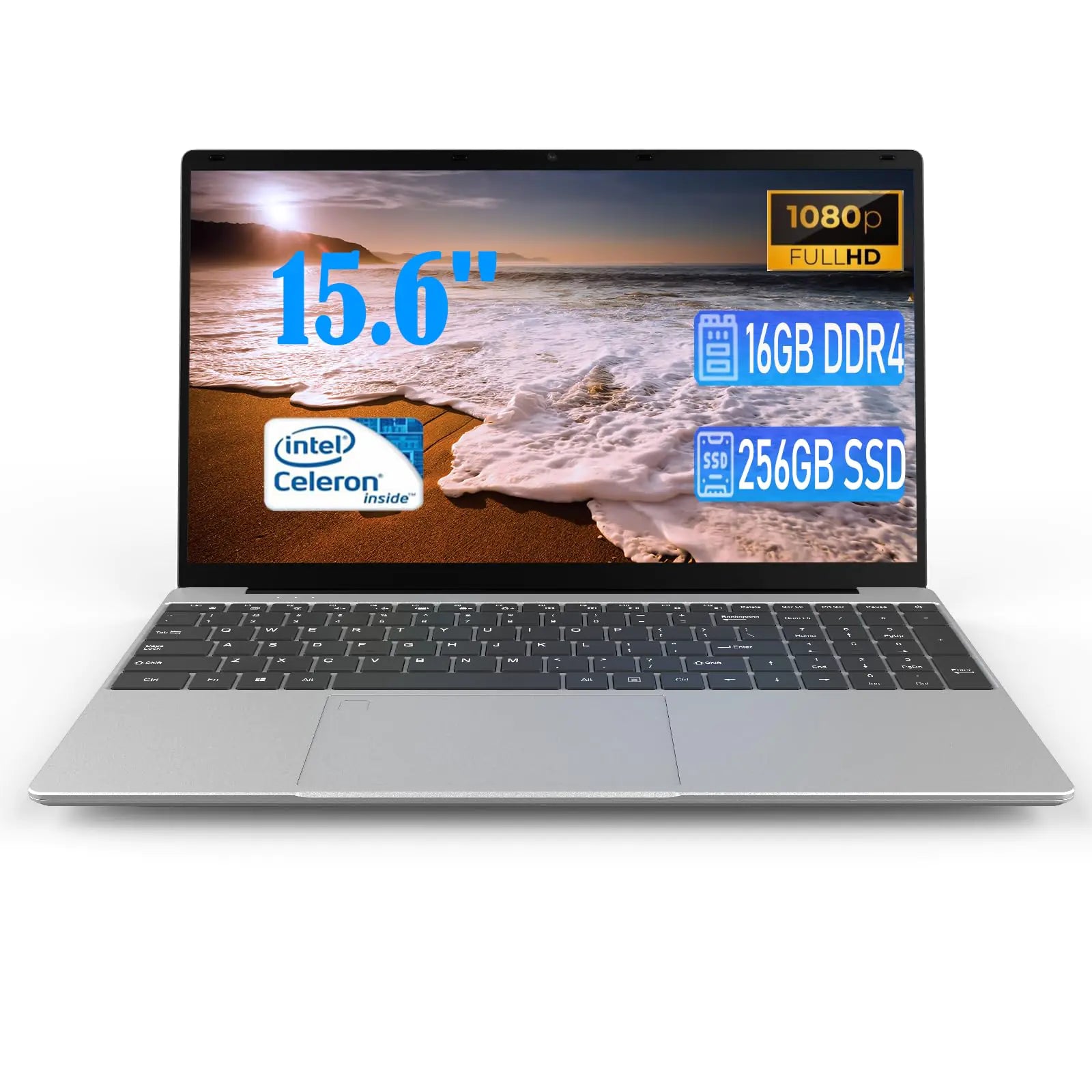 MYW Laptop Computer 15.6" Win 11 Laptop 16GB DDR4 SSD Laptops Computers with Celeron Quad Core Processor (2.5 GHz) UHD Graphics 16EUs WiFi Bluetooth 4.2 Webcam Mini HDMI (256g)