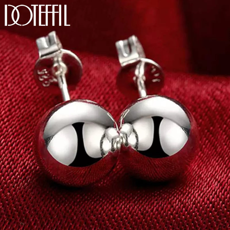 DOTEFFIL™   Silver Round Solid Bead Ball Earrings For Women