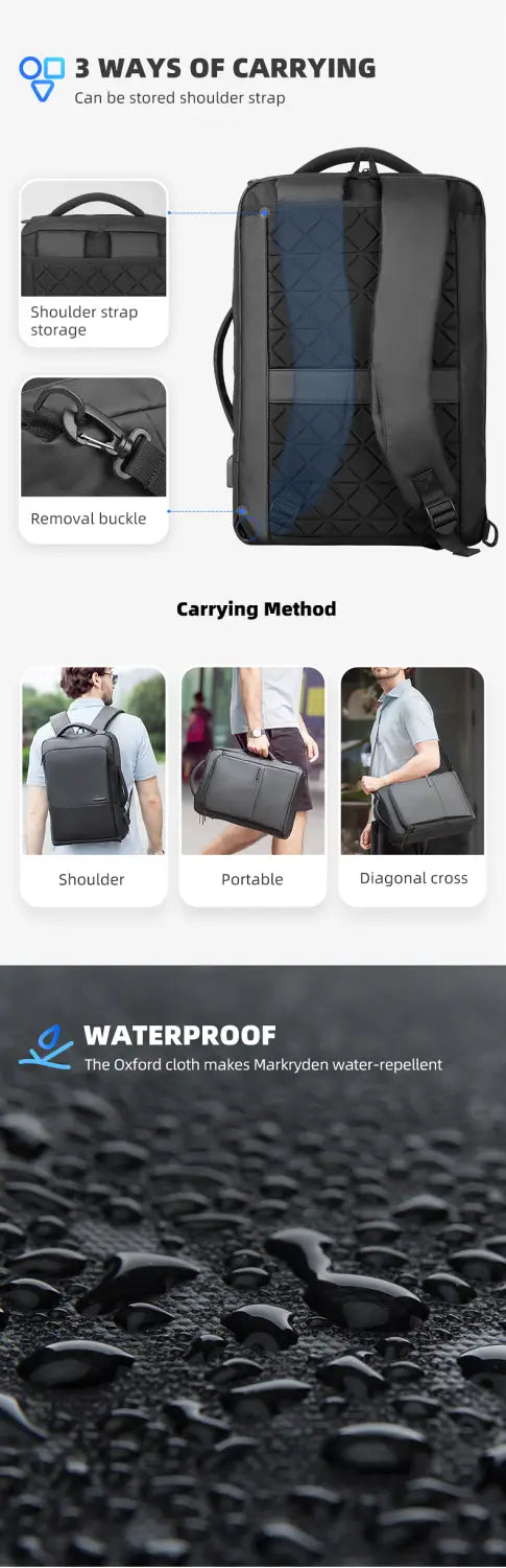 Large Capacity Anti-Theft Men’s USB Charging Backpack