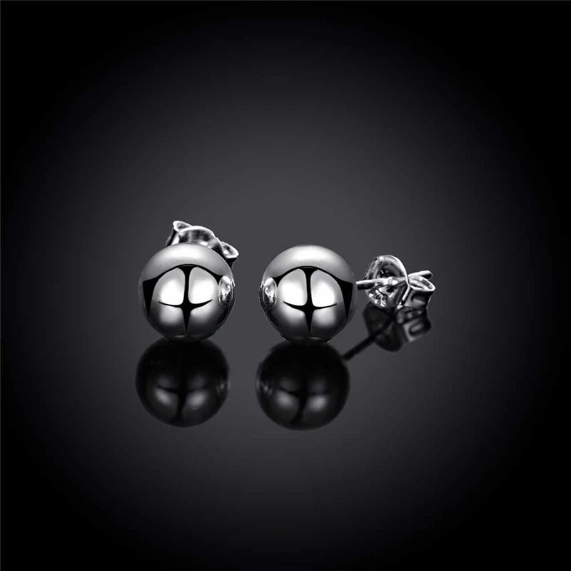 DOTEFFIL™   Silver Round Solid Bead Ball Earrings For Women