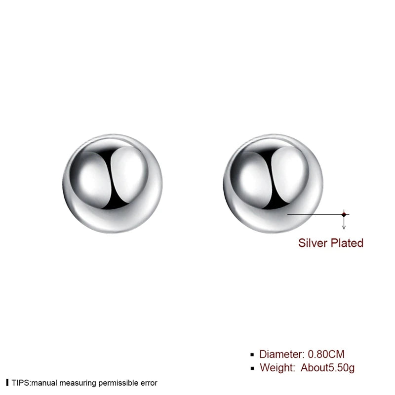 DOTEFFIL™   Silver Round Solid Bead Ball Earrings For Women