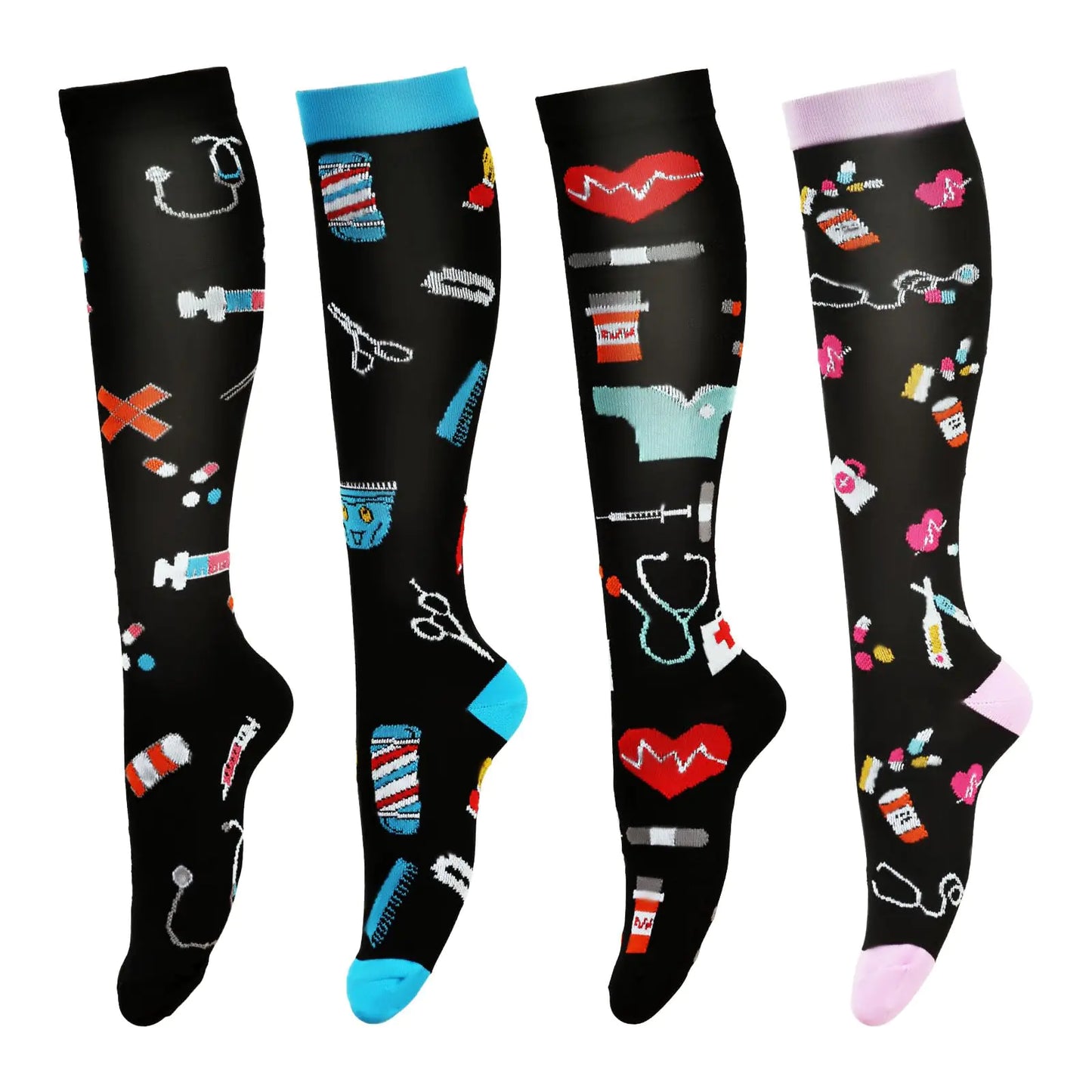 LEOSTEP Compression Socks for Women & Men Circulation Long Stockings Support for Nurses Pregnant Hiking Riding Running - Joomcy