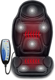 Snailax Massage Seat Cushion - Back Massager with Heat 6 Vibration Massage Nodes & 2 Heat Levels Massage Chair Pad for Home Office Chair，Black