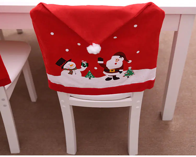 Christmas Non-Woven Fabric Chair Covers with Snowman Design - Joomcy