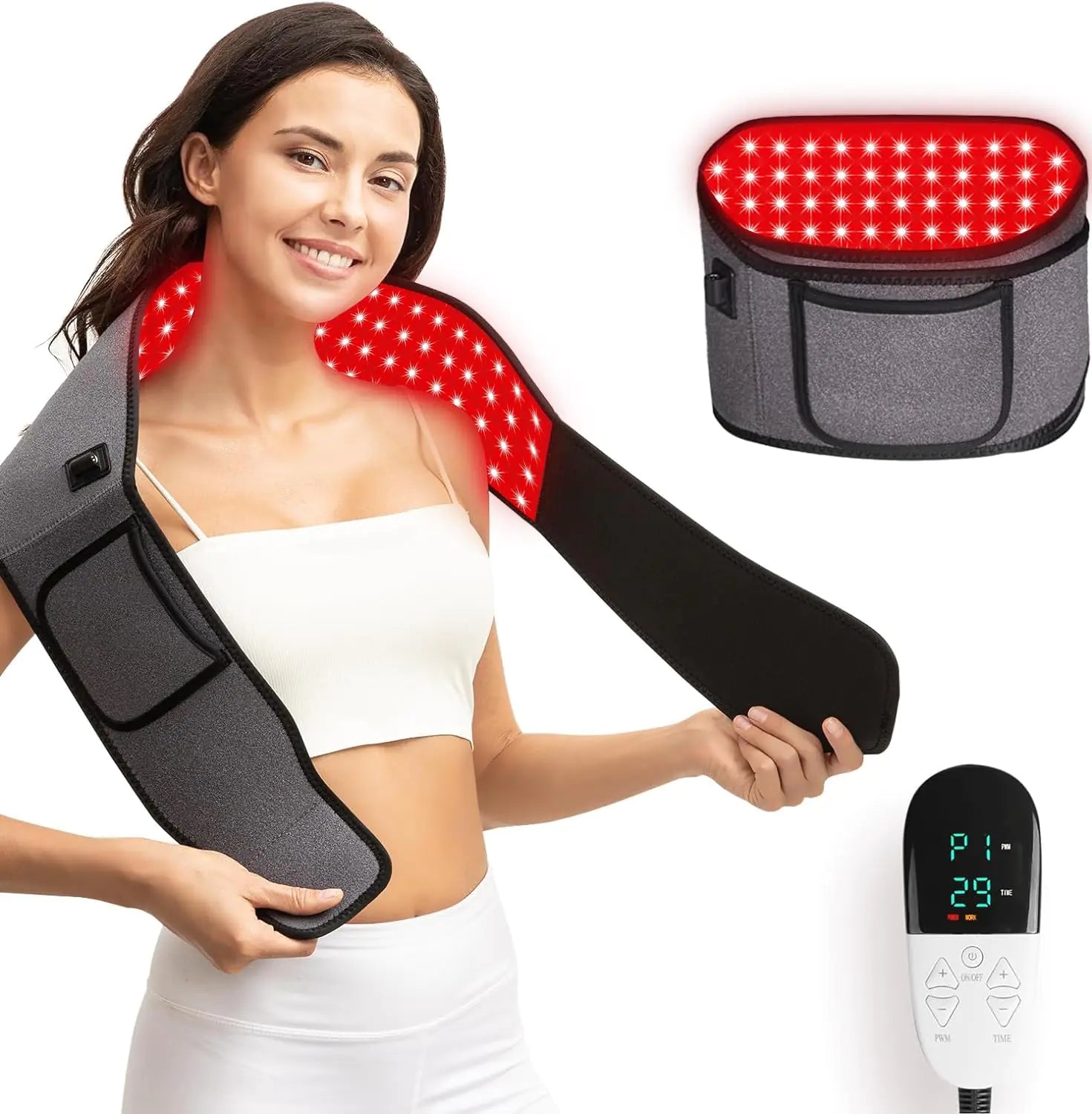 Headot Red Light Therapy Wrap Belt for Body Men and Women Gift100 LEDs5Gears 9Timers Remote Control 660nm&850nm Infrared Light Therapy for Back Waist Muscle Pain Relief