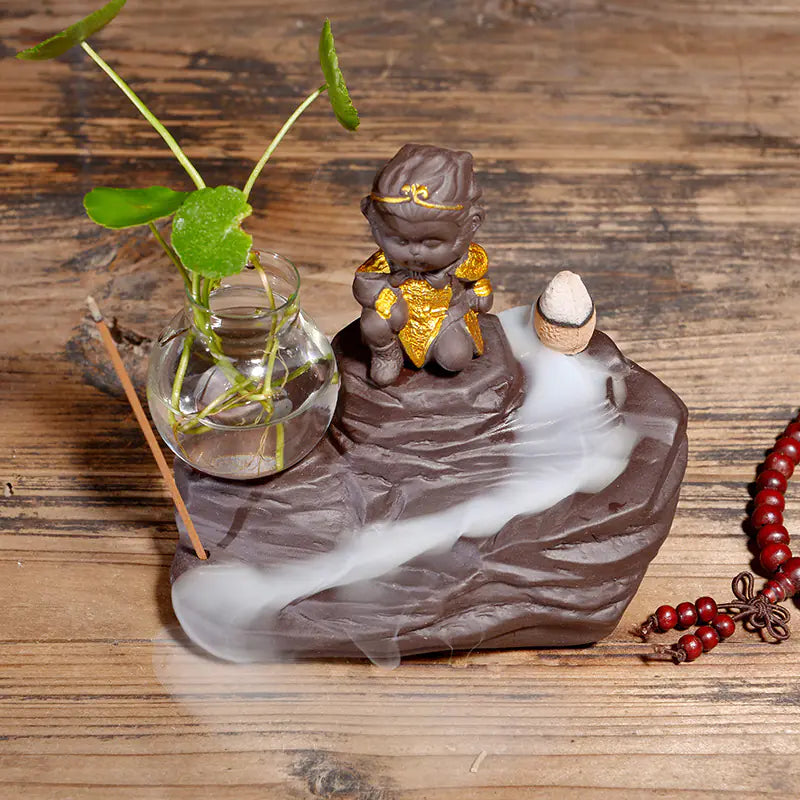 Ceramic Incense Burner with Creative Sun Wukong Design - Joomcy
