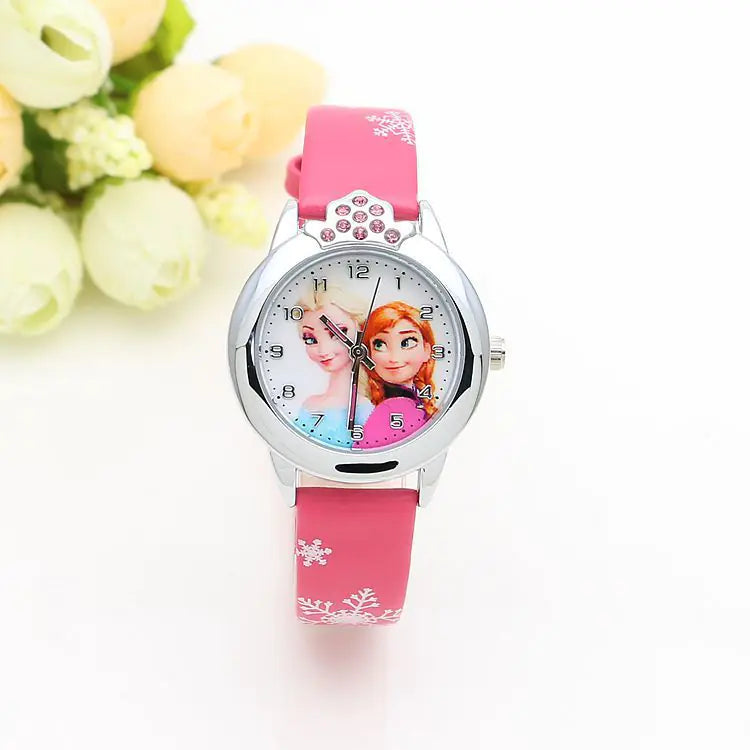 Cute Frozen Cartoon Kids' Watch with Leather Strap - Joomcy