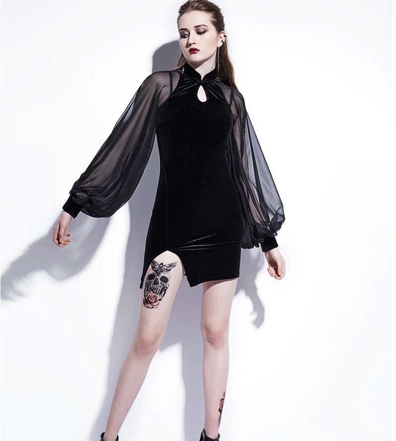 Chiffon Bodycon Dress with Qipao Style - Joomcy