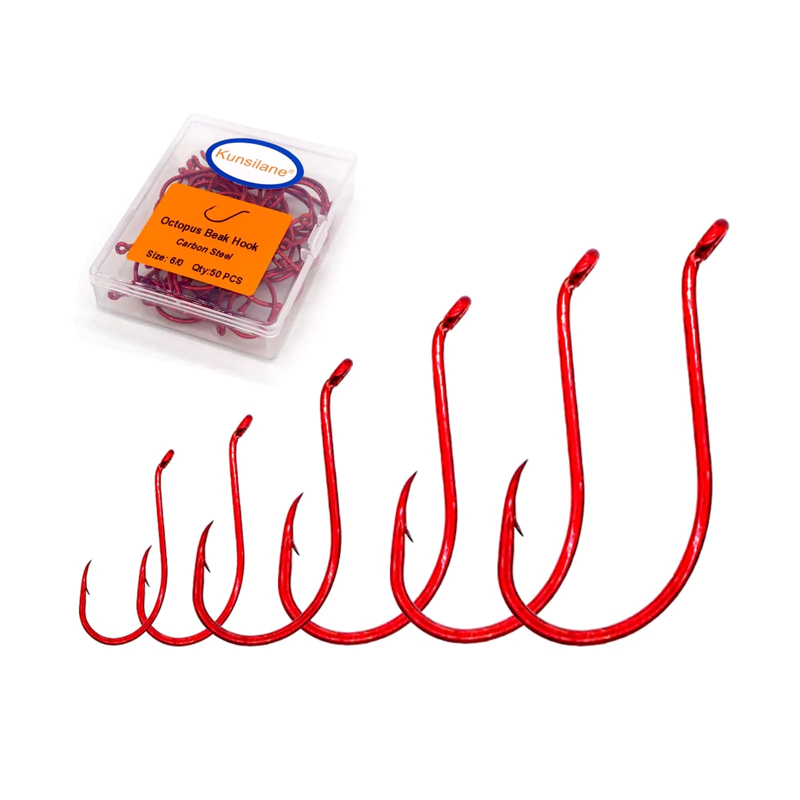 Octopus Beak Fishing Hooks Circle Hooks Offset Ultra Sharp for Catfishing Freshwater Saltwater Hooks Red Size 1 100-Pack