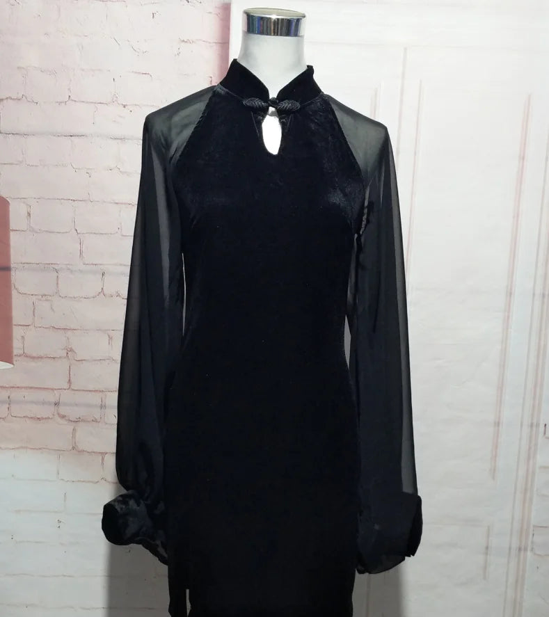 Chiffon Bodycon Dress with Qipao Style - Joomcy