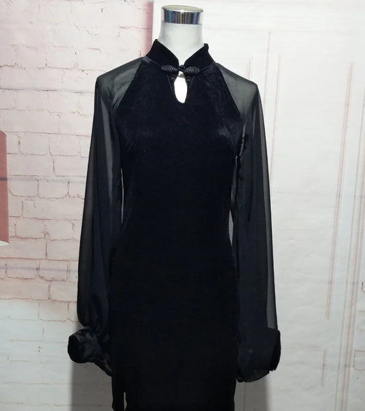 Chiffon Bodycon Dress with Qipao Style - Joomcy