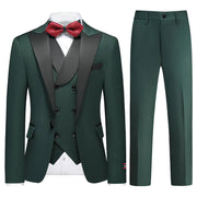 Lamgool Boys Tuxedo Suit 3 Piece Slim Fit Set Size 6 with Green Blazer Jacket Vest Pant Kids Formal Outfit for Wedding Prom