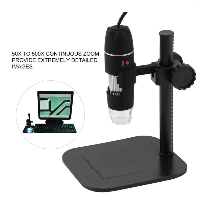 Black Digital Microscope Camera with Magnifier Lens - Joomcy