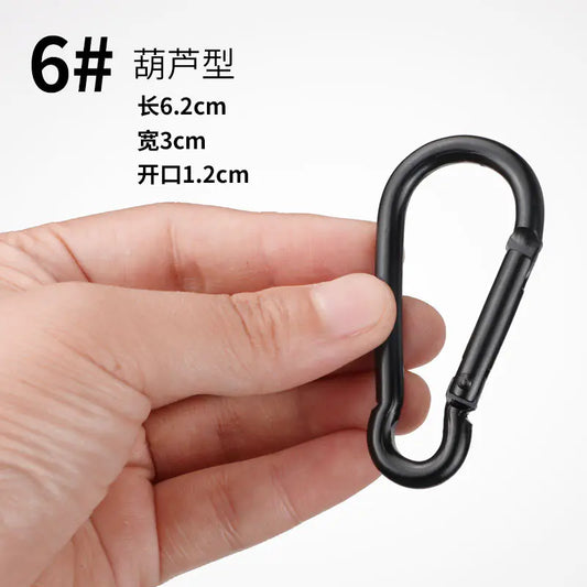 D-Shaped All-Black Aluminum Carabiner Keychain Accessory - Joomcy