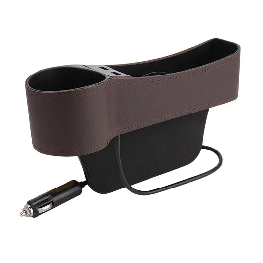 Car Storage Box with Dual USB Charger and Cup Holder - Joomcy