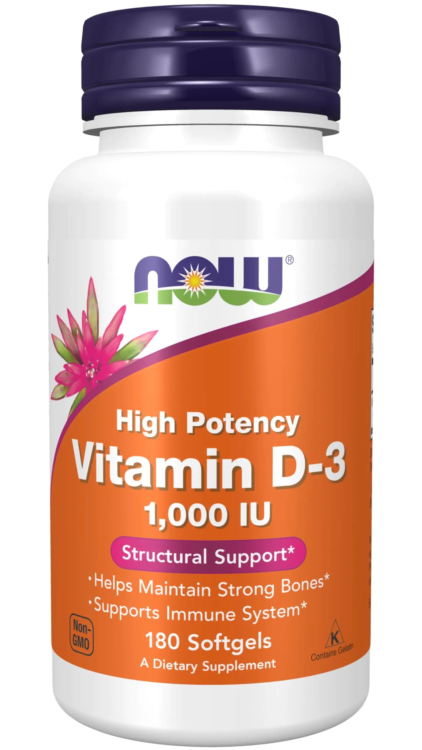 Now Foods Vitamin D-3 High Potency 1000 IU 180 Softgels