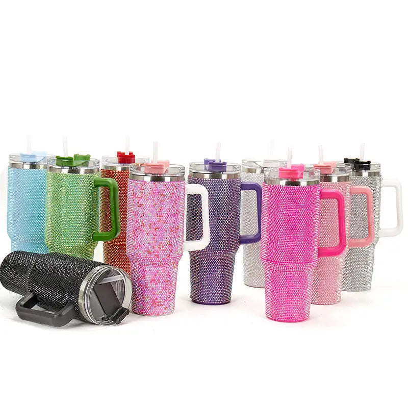 40oz Diamond Studded Handle Cup