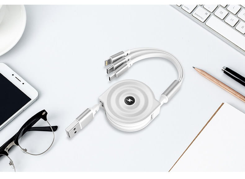 3-in-1 Retractable Fast Charging Data Cable (Type-C & Apple)