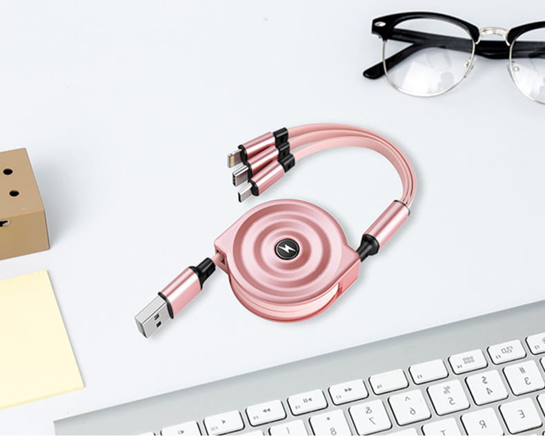 3-in-1 Retractable Fast Charging Data Cable (Type-C & Apple)