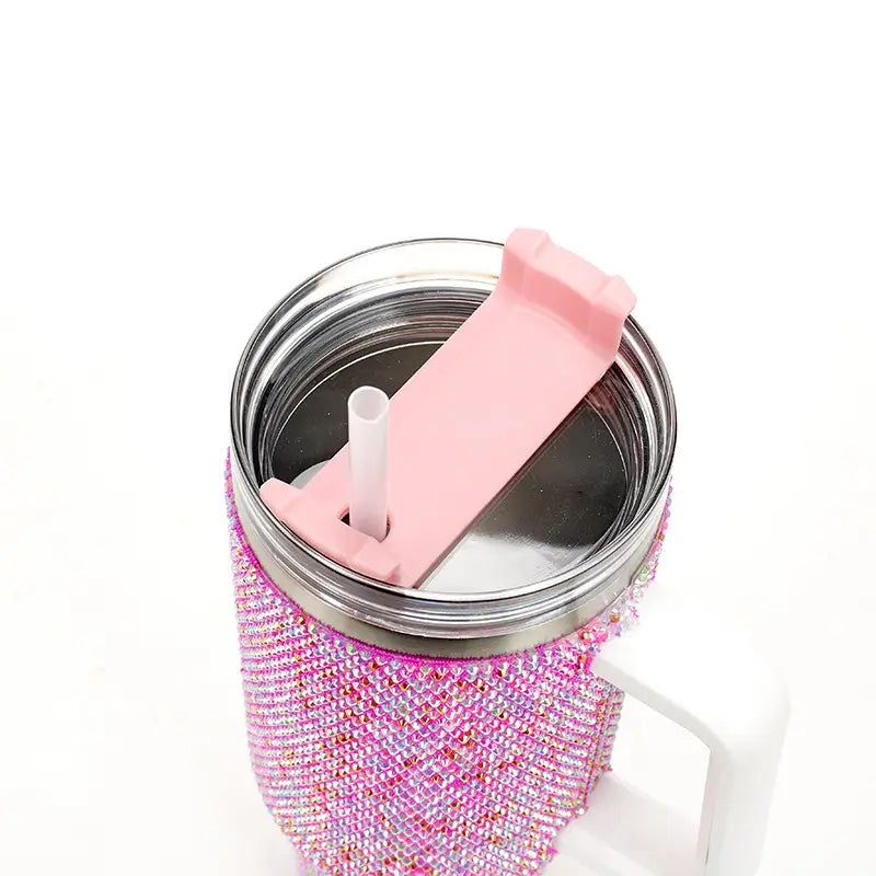 40oz Diamond Studded Handle Cup