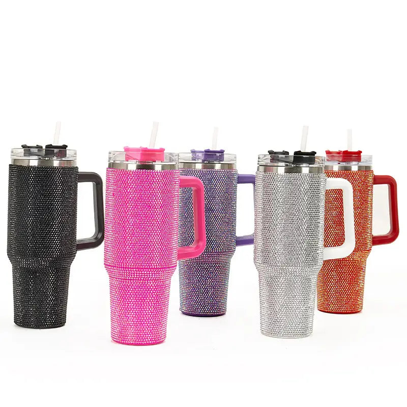 40oz Diamond Studded Handle Cup