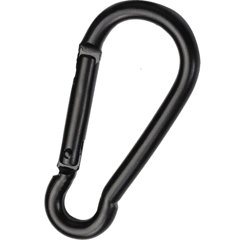 D-Shaped All-Black Aluminum Carabiner Keychain Accessory - Joomcy