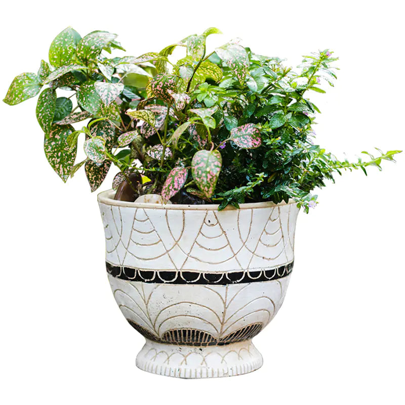Egyptian Pattern Tall Flower Pot for Garden Decor - Joomcy