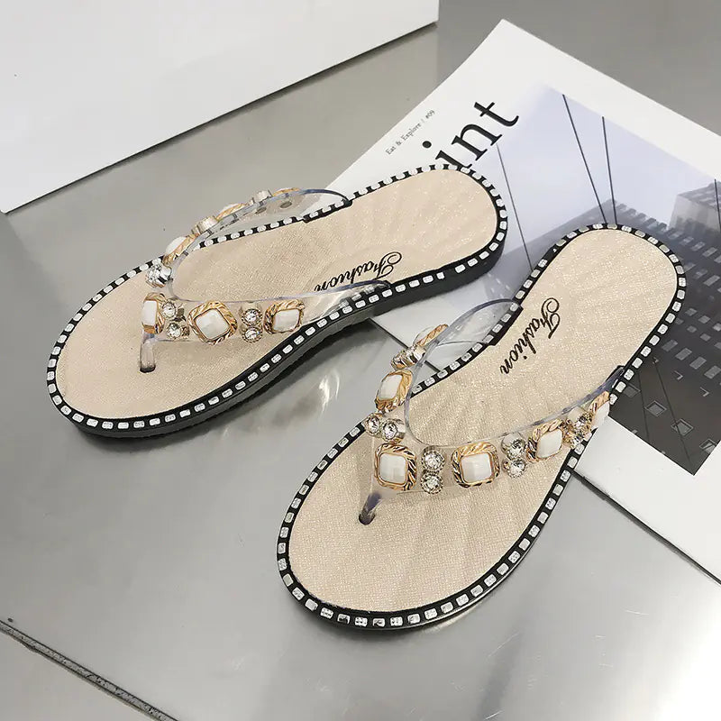 Rhinestone Fashion Flip Flops and Slippers - Joomcy