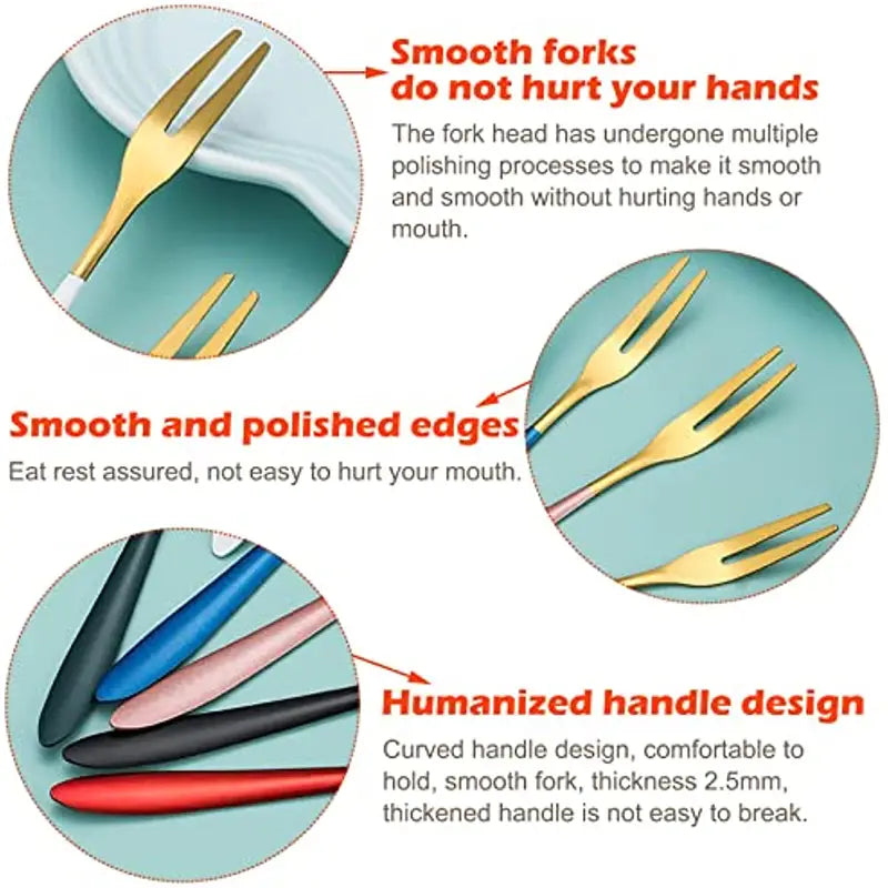 Colorful Stainless Steel Fruit and Dessert Forks (Set of 5) - Joomcy