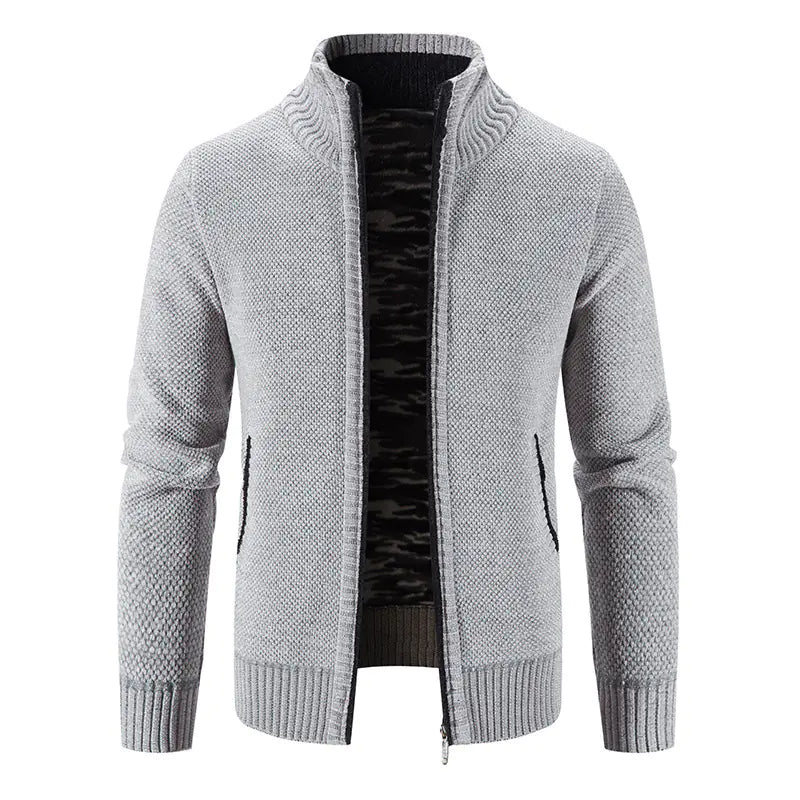 Men's Fleece Lined Knitwear Jacket for Autumn Winter