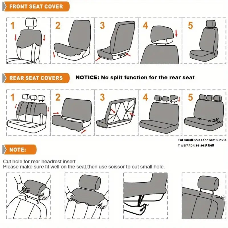 Polyester Car Seat Covers Cushion Set - 4 or 9 Piece - Joomcy